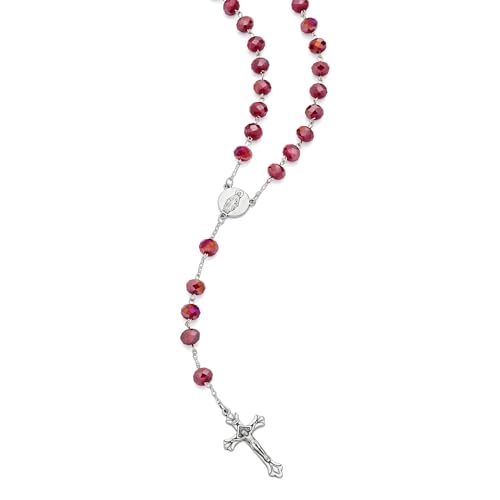 Rosary with Red Crystal Beads, Jubilee 2025 Logo, Miraculous Medal, Made in Italy, Blessed by the Pope2
