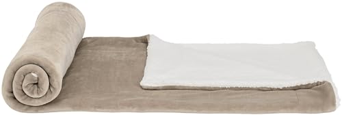 Amazon Basics colcha Manta de tela sherpa y microvisón, 220 x 240 cm, Marrón topo - imagen 3