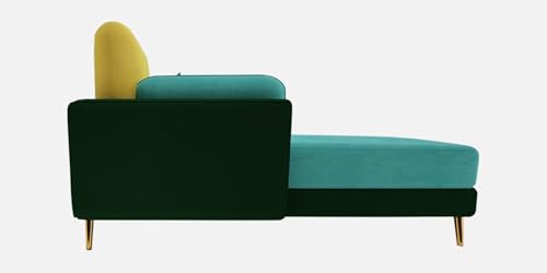 Image of Polyester Velvet Contemperory Sofa Set with Cushion Chaise Lounge, Sectional Sofa Perfect for Your Living Room,Guests Room & Office. (Turquoise & Green, RHS 4 Seater)
