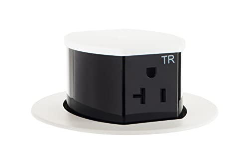 Hubbell RCT Tri-Power Countertop Pop Up - Wireless Charging, USB-A USB-C (White, 20 Amp)