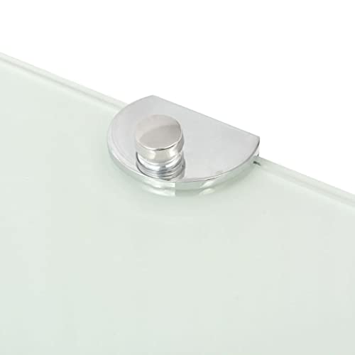 Skm Corner Shelf With Chrome Supports Glass White 13.8"X13.8" #TOP4