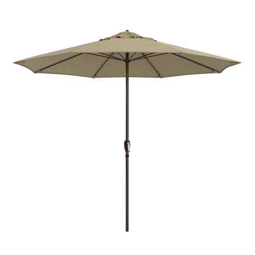 Image of California Umbrella 8-Year Protection 9 Ft Outdoor Patio Umbrella, Solstice Fade-Resistant Fabric, Auto-Tilt, Heavy Duty Aluminum Frame, 8 Reinforced Ribs for Pool or Deck, Bronze Pole