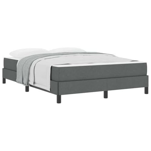 vidaXL Boxspringbett mit Matratze Dunkelgrau 140 x 200 cm Stoff, Moderner Schlafzimmer-Bettgestell, rechteckiger Boxspring, gemütliche Plattform, langlebige Schlaflösung, Elegantes Design