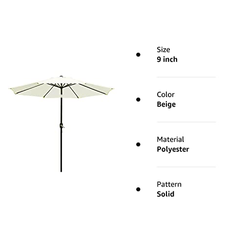 Sunnyglade 9' Patio Umbrella Outdoor Table Umbrella With 8 Sturdy Ribs (Beige) #TOP7