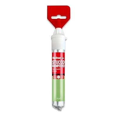 Fischer 552152 - Masilla rellenadora en tubo con espátula integrada para cubrir agujeros y grietas, acabado liso, color blanco, 70 ml