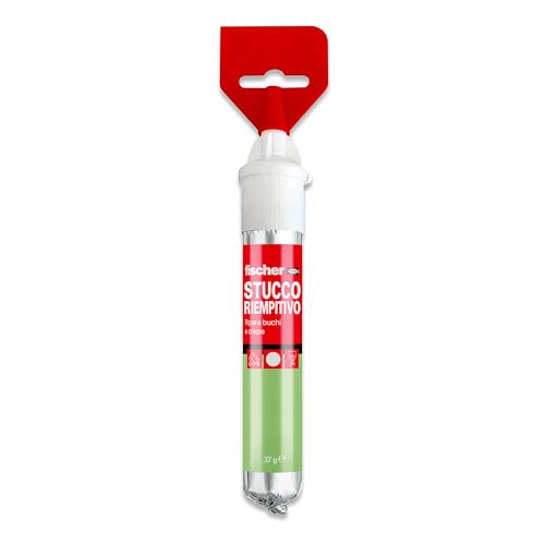 Fischer 552152 - Masilla rellenadora en tubo con espátula integrada para cubrir agujeros y grietas, acabado liso, color blanco, 70 ml