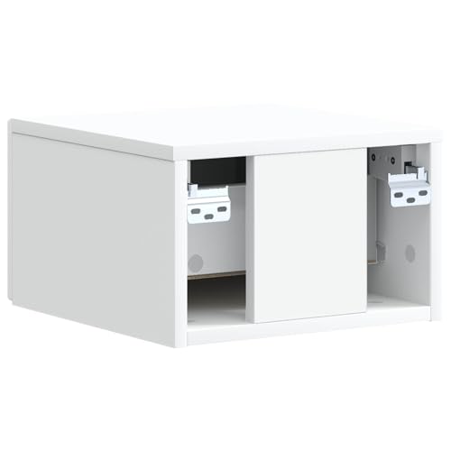 Table de chevet murale blanche compacte avec 2 tiroirs de rangement suspendus - 8