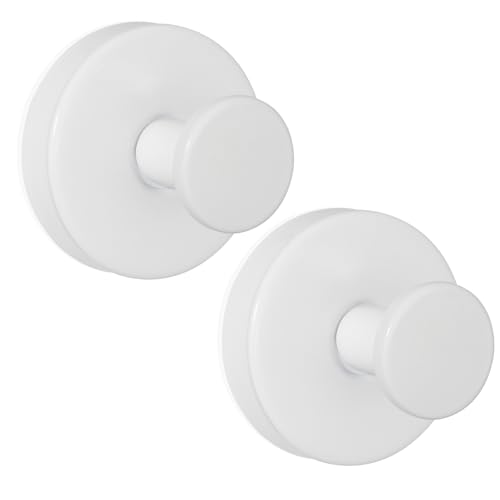 ZESLMG White Suction Cup Hooks for Glass Window, Shower Hook for Inside Shower, Removable Towel Hooks for Bathroom Kitchen Wall Glass Door, Wreaths Loofah Suction Hook for Hanging, 2 Pack