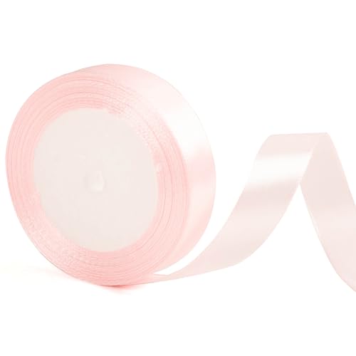 Cinta rosa claro de 20 mm de ancho, 22 metros de cinta de tela rosa, adecuada para envolver regalos, pasteles de Navidad, accesorios para el cabello, ramos, decoraciones para autos de boda, etc.