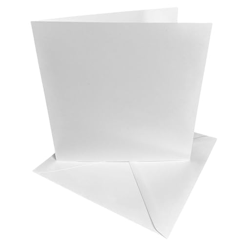 6x6 Card Blanks and Envelopes | 50 Pack | Premium 300gsm White Cardstock | Pre-Creased for Easy Folding | DIY Greeting Cards, Invitations, Crafts | Includes Matching Envelopes | Stella Weds