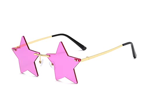 Rimless Star Shape Sunglasses for Women Men Party Streetwear Glasses Trendy Transparent Pentagram Eyewears