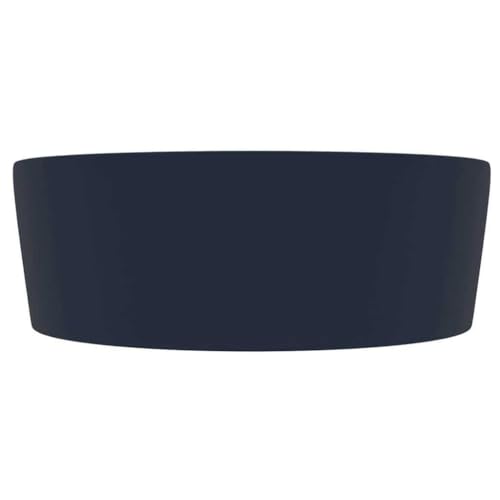 Lavabo azul oscuro mate de cerámica de 36 cm redondo con rebosadero 4