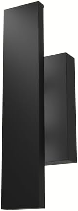 Hunter - Canoga 1-Light Matte Black, Medium Size Sconce Light, Dimmable, Modern Style, Rectangle Shaped, for Bedrooms, Kitchens, Dining, Living Rooms - 13132