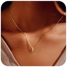 BAYLAY Bubble Letter Necklace Gold - 18K Gold Plated Initial Necklaces for Women Gold Necklace Name Necklace Personalized Bubble Letter Necklace Dainty Balloon Necklace Trendy Jewelry Gifts for Women