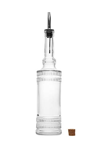 Large Clear Decorative Glass Bottle with Spout and Cork, 32oz, 1 Bottle - Design: EPLI (3in X 11.9in)