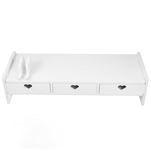 Holibanna モニター昇降ラック デスク収納引き出し付き オフィス用キーボード収納台 画面高さ可能 モニター ノートパソコン対応 机上整理ラッ