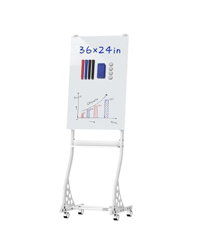 Mobile Glass Whiteboard with Stand and Wheels