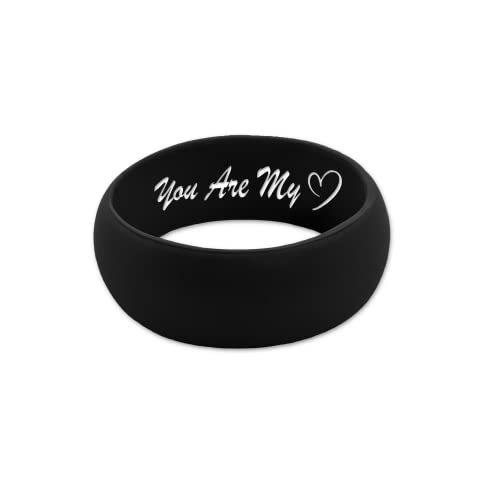 Custom Engraved Men's Silicone Wedding Band Active Flex Ring - Personalize Any Text, Symbol, Image - Ships Next Day #TOP2