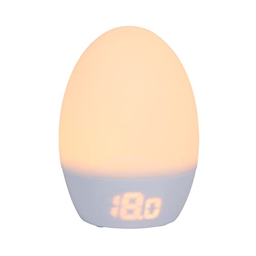 Tommee Tippee GroEgg2, Lampka Nocna dla Maluchów, LED Zmieniający Kolor z Cyfrowym Wyświetlaczem Temperatury Pokojowej dla Bezpieczniejszego Snu, Regulowana Jasność, Silikonowa Obudowa, Ładowanie USB