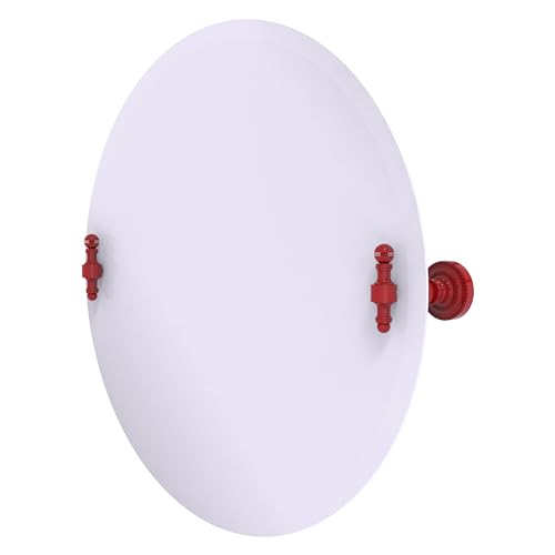 Image of Allied Brass RD-90-FER Frameless Round Tilt Mirror with Beveled Edge, Fire Engine Red
