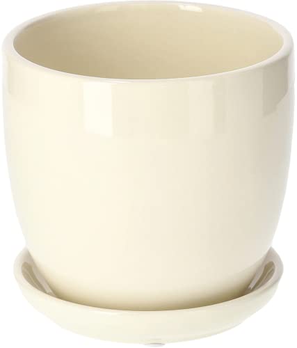 KOTARBAU® Keramik Blumentopf Übertopf für Blumen Pflanzen ⌀ 13 cm mit Tropfschale Beige