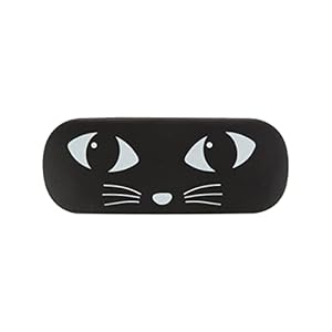 Black Cat Glasses Hard Case Cute Girly Eyes Face Black and White Kawaii