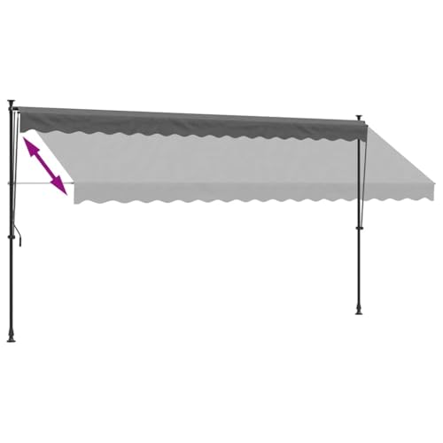 Store rétractable anthracite 400x150cm en tissu résistant pour extérieur