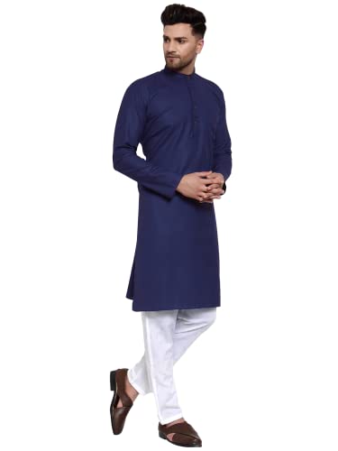 Multi Colored Cotton Plain Men's Ethnic Kurta Only