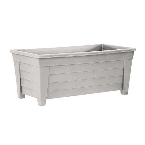 simpa Plastic Trough Garden Planter Pots 55cm Length - TAUPE, Single Pot - Suitable for Indoor or Outdoor Use with DIY Drainage Holes.