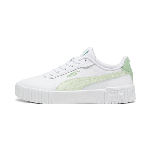 PUMA Mädchen Carina 2.0 Jr Turnschuhe, Puma White Green Illusion Pure Green, 37 EU