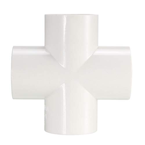 Sourcing map PVC Raccordo tubo, 4 vie croce