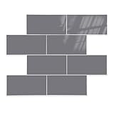 OYASIMI Effortless Elegance 10 Sheet Peel and Stick Backsplash, Self Sticky Adhensive Soft-Glossy Marble Tile, 12'' Gray Subway Tile for Kitchen Wall, Waterproof Stick on Backsplash for Bathroom