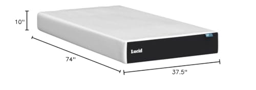 LUCID 10 Inch Memory Foam Mattress - Medium Feel - Infused with Bamboo Charcoal and Gel - Bed in a Box - Temperature Regulating - Pressure Relief - Breathable - Twin SizeTwin Size