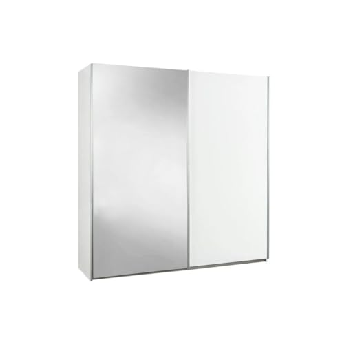 AltoBuy Armoire 2 Portes coulissantes Blanc laqué avec 1 Porte Miroir - MARIANE