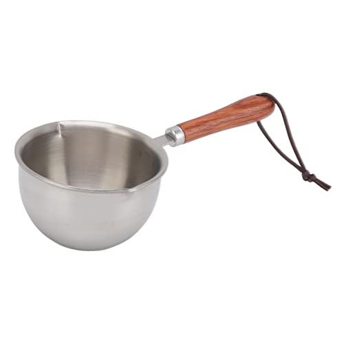 Potilla de Leche Pequeña, Mini Calentador de Mantequilla de Acero Inoxidable Profesional con Borde Doble, Boquilla de Salida y Frío para Leche, Jarabe, Mantequilla, (L