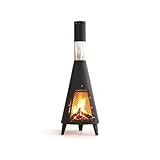 steladomus Chiminea Outdoor Fireplace, Portable Fireplace Chimenea with Mat and Poker. Wood Burning Fire Pit for Patio Garden Camping Heating and Ambiance