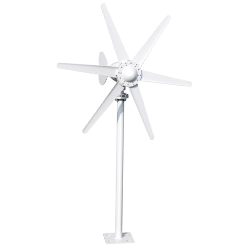 Windturbine Generator 800W 12V-24V mit 6 Blättern, niedrige Startwindgeschwindigkeit 1,0 m/s, Solar-Wind-Hybrid-Laderegler, Windrad für Haushalt, Boot, Solar-Insel-System (Weiß)