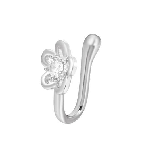 Image of RUVEE Nose & Ear Clip Titanium Plated Pin Non Pierced Just Press for Women & Girls Septum Ring