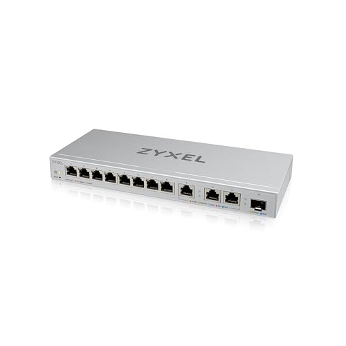 Image of Zyxel 12 Port Web Managed Multi Gigabit Ethernet Switch|3 Port 10G /2.5G and 1 Port 10G SFP+|Plug and Play|Metal Shielded Port|Desktop /Wall Mount|Support QoS,Vlan,IGMP,Link Aggregation (XGS1250-12)