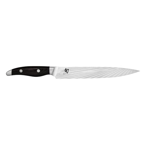 KAI Shun Nagare Black cuchillo jamonero 23 cm longitud de la hoja - 72 capas de acero de Damasco VG 2 y VG 10 hoja de doble núcleo - madera de Pakka negra - hecho a mano en Japón