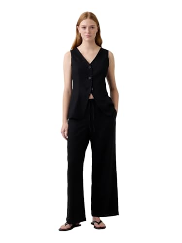 Image of Gap Womens Wide Leg Linen Pull on Pant