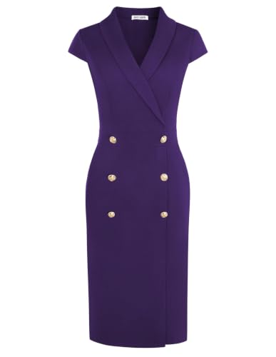 Image of GRACE KARIN Women Work Bodycon Dresses 2026,Business Office Midi Cap Sleeve Button Pencil Formal Outfits with Pockets