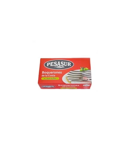 Boquerones de la Costa en Aceite de Oliva Pesasur – Conserva de Boquerón Elaborada a Mano – Filetes de Anchoa del Cantábrico en Aceite de Oliva – Peso Neto 120 g (80 g Escurrido)