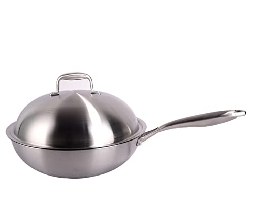 Wok tradicional de acero inoxidable con tapa miniatura 1