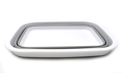 SAMMART 9,2 l Faltbare Wanne – tragbarer Picknickkorb für den Außenbereich – Faltbare Einkaufstasche – platzsparender Aufbewahrungsbehälter (Grau)