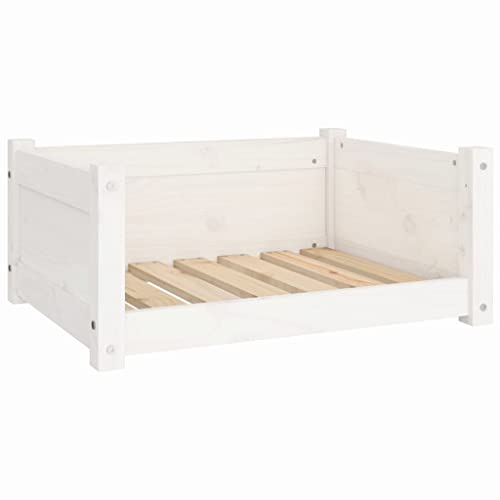 vidaXL Panier pour Chien Blanc 65,5 x 50,5 x 28 cm Bois de pin Massif
