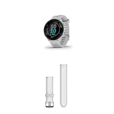 Garmin Forerunner 55 – GPS Running Watch Whitestone with 1.04“ Always-On Color Display & Quick Release Band