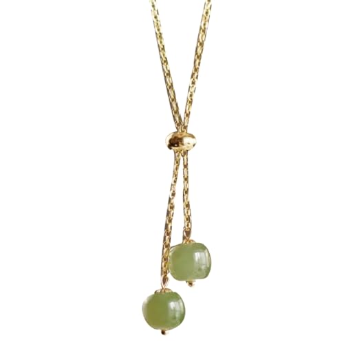 Collier en Jade Hetian vert véritable et perles de forme ancienne pour femme