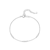 Aotiwe Promise - Pulsera vintage con diamantes pequeños de 0,2 quilates, oro blanco/platino, 17+5CM, Platino, Diamante