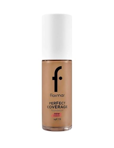 Flormar Perfect Coverage Foundation 135 Hazel - Flüssige Foundation mit hoher Deckkraft & SPF15 – Langanhaltendes, feuchtigkeitsspendendes Make-up für trockene & reife Haut – 135 Hazel Np